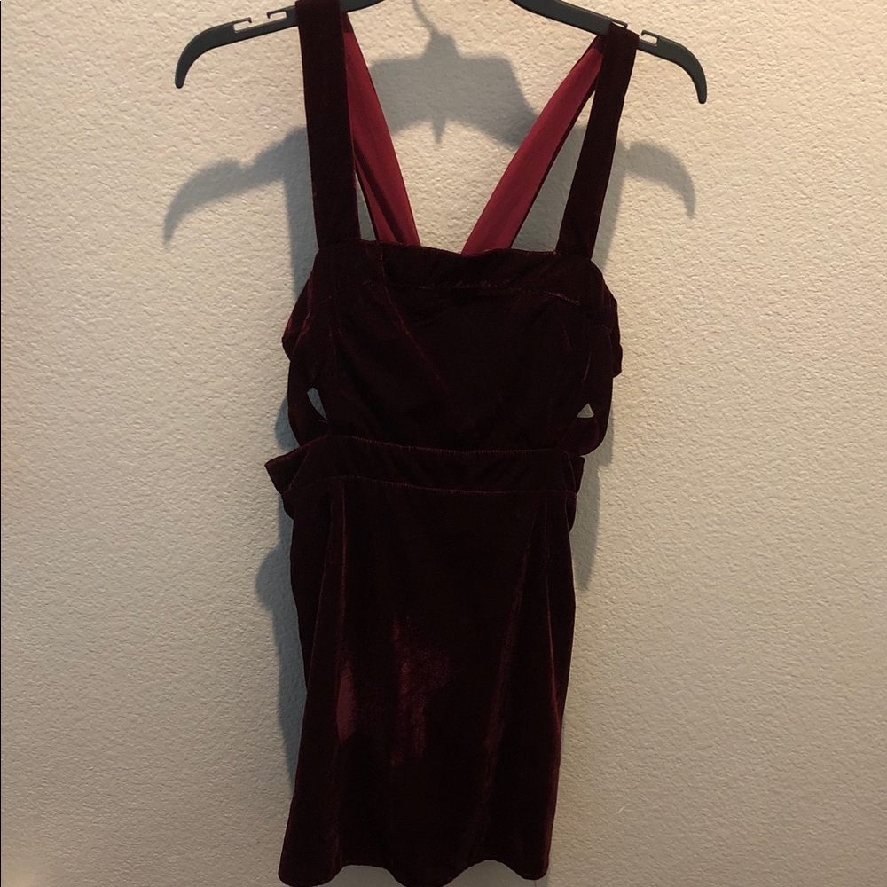 Velvet Burgundy Strappy Mini Dress